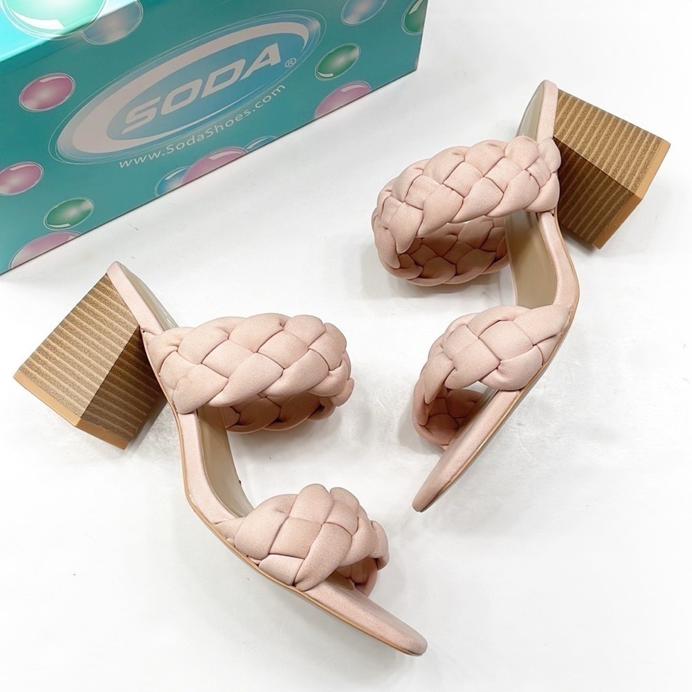 NEW Soda blush pink braided heels